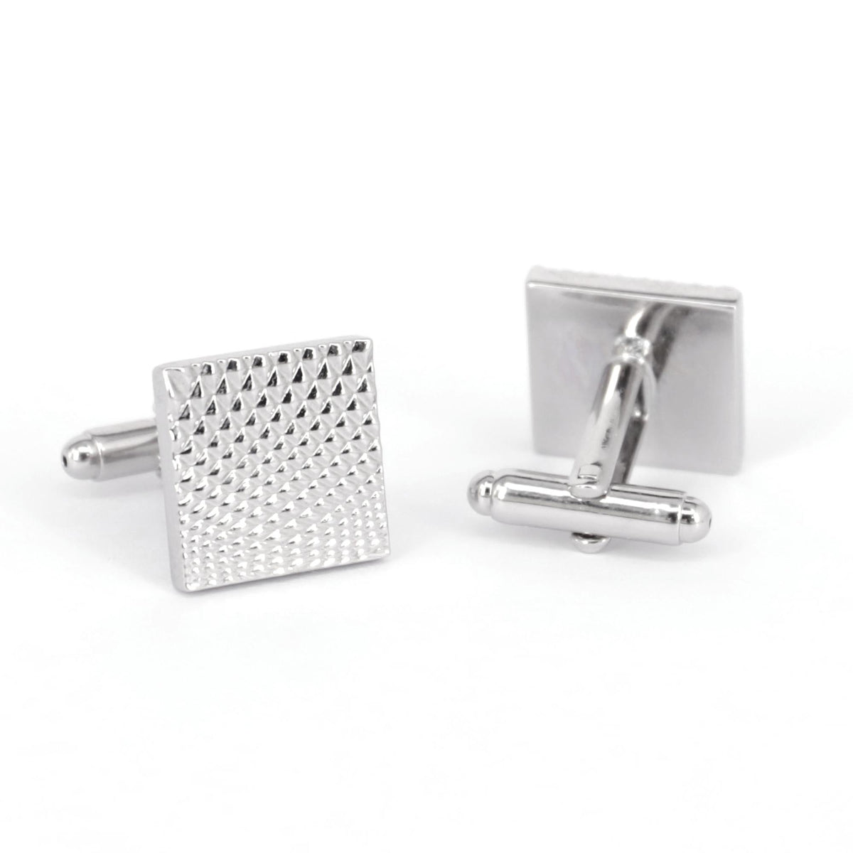 Silver Diamond design Squared Cufflinks (Online Exclusive)