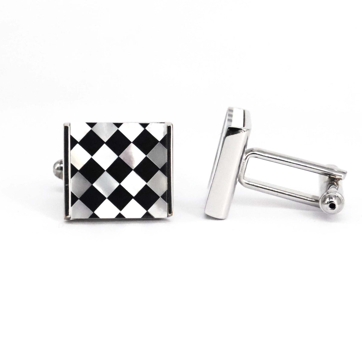 Orobianco MOP  square cufflink with Check