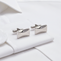 Concave Silver Rectangle Cufflinks