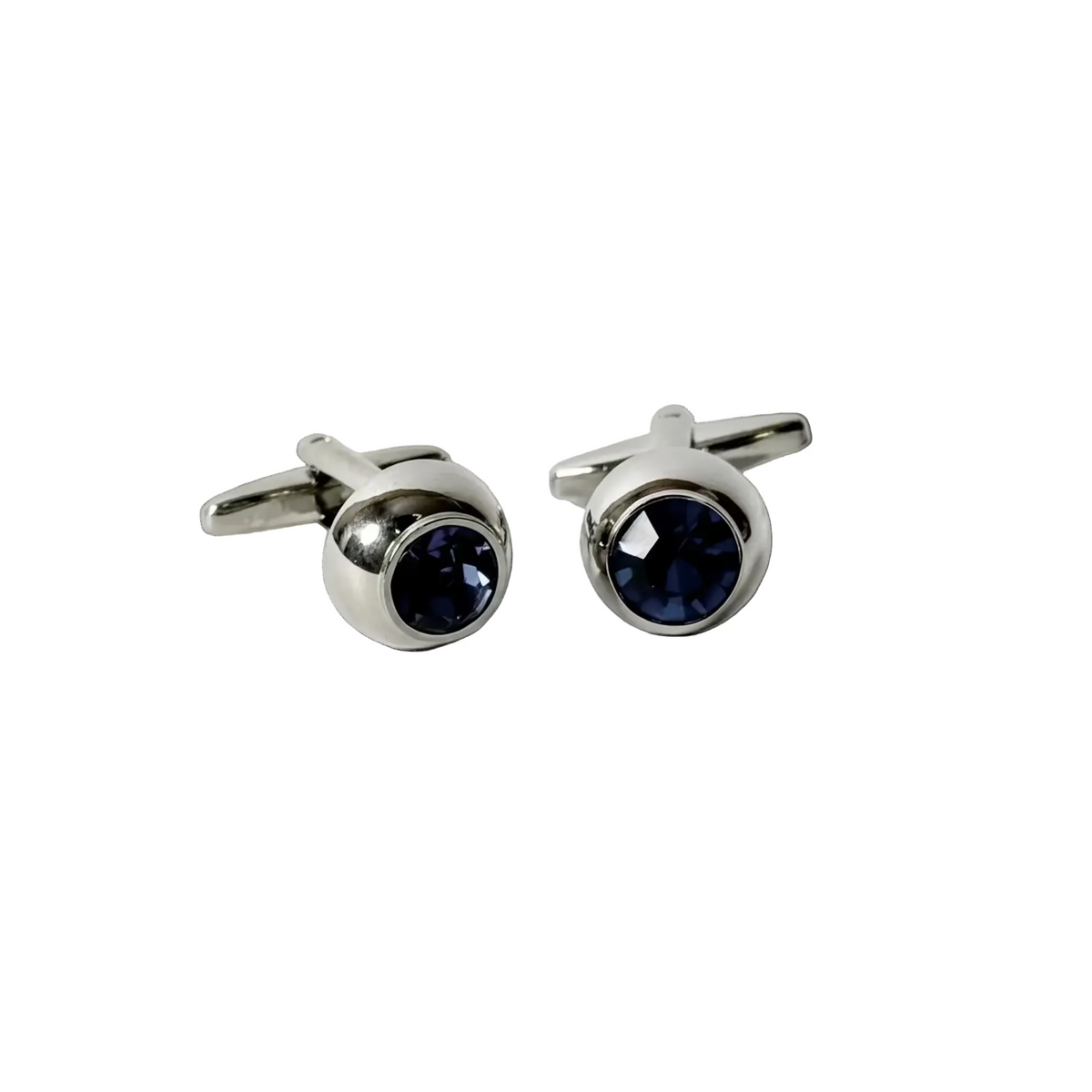 Pair of silver cufflinks with blue gemstones 