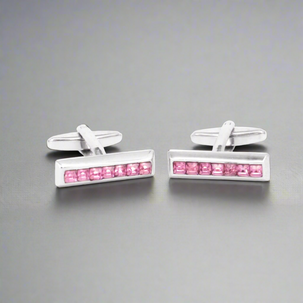 Pink Crystals Slim Rectangle Cufflink