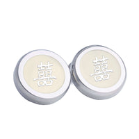 Chinese Character Silver Button Covers-Button Covers-A.Azthom-Âõç Xi-Cufflinks.com.sg