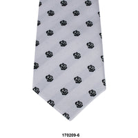 MarZthomson 8cm Silver Rose Motif Detail Woven Tie J-Cufflinks.com.sg | Neckties.com.sg
