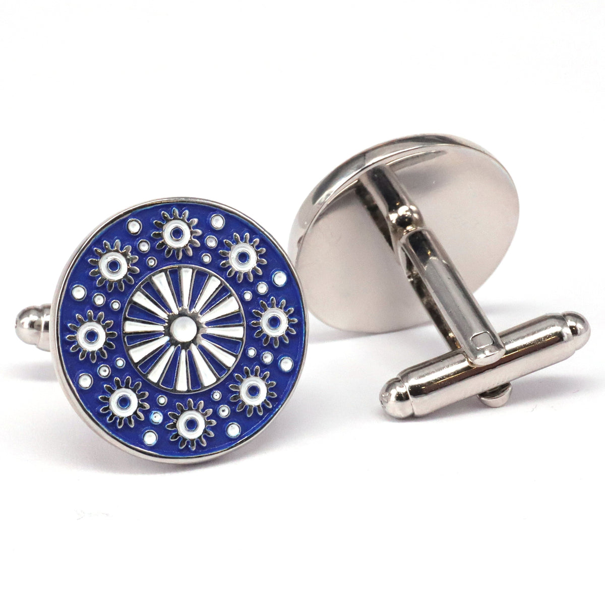 MarZthomson Red Enamel Round Floral Cufflinks J-MarZthomson-Cufflinks.com.sg