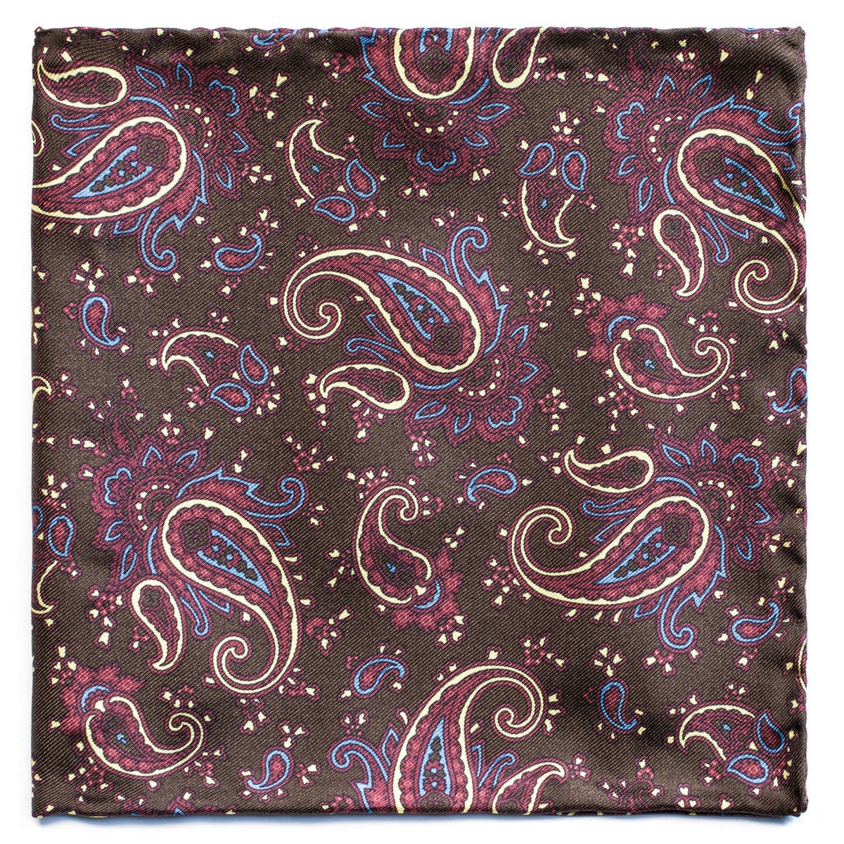 Red Paisley Brown Pocket Square-Pocket Squares-Andrew's Ties-Cufflinks.com.sg