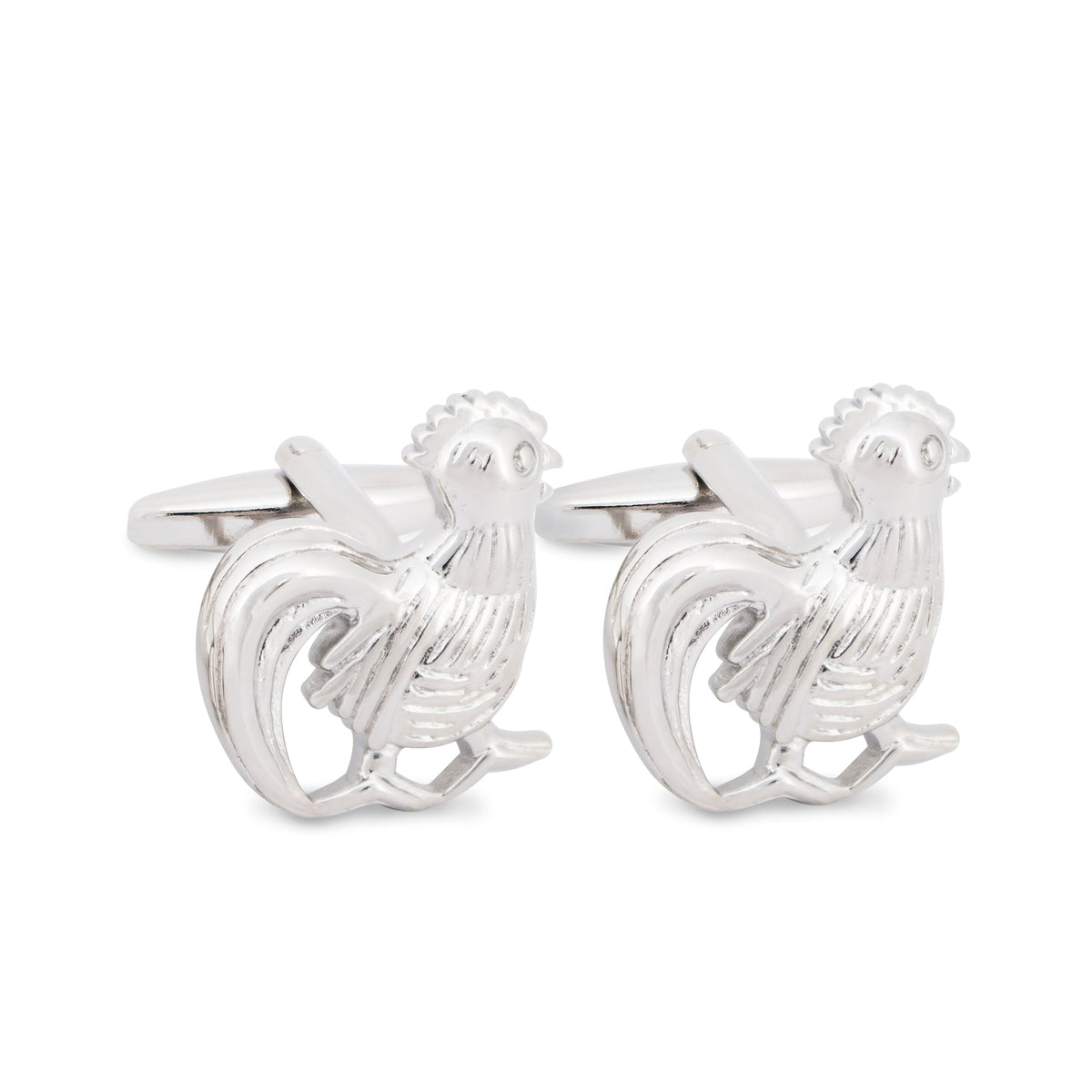 Silver Rooster Cufflinks-Cufflinks.com.sg